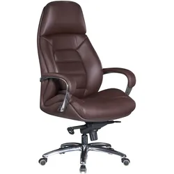 KADIMA DESIGN Designer Bürostuhl Bezug Echtleder Braun Schreibtischstuhl bis 120 kg, XXL Design Chefsessel höhenverstellbar, Drehstuhl ergonomisch mit Armlehnen &