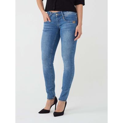 Skinny-fit-Jeans GANG "94NENA", Damen, Gr. 29, Normalgrößen, waves washed blau, 93% Baumwolle, 5% Polyester, 2% Elasthan, unifarben, skinny fit lang, Jeans, im 5-Pocket-Style