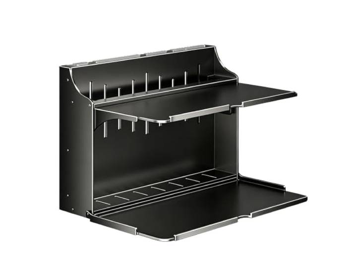 YGER JZGB Küchenhängeschrank, 2 Etagen Wandschrank mit Klappbaren Regalen Kleine Wandschrank Ohne Bohren mit Schneidebretthalter für Küche und Badezimmer