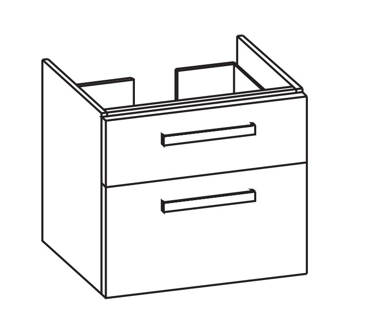 Artiqua 413 Waschtischunterschrank für iCon 124060, 124063 Weiß Hochglanz Select, 413-WU2L-3-K01-716 413-WU2L-3-K01-7160-125