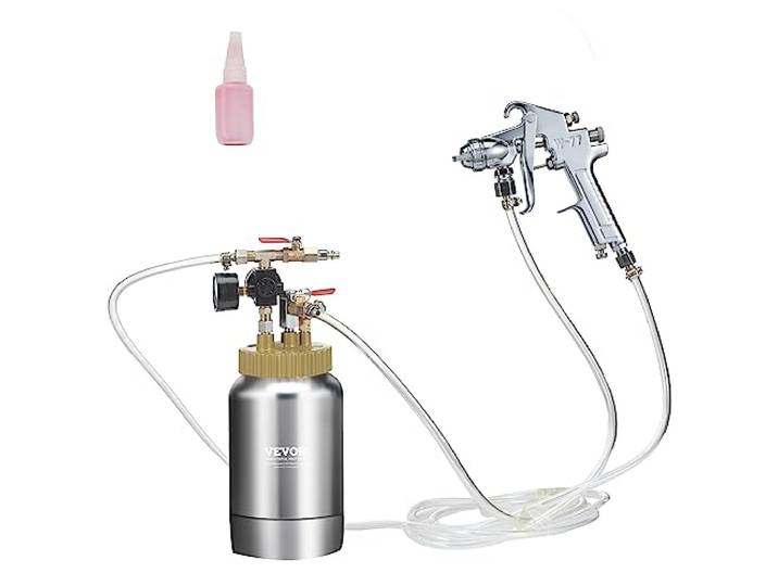 VEVOR Pistolet à Peinture avec Réservoir Portable 2 L Pot de Pression de Peinture Entrée d’Air 6\,4 mm Sortie 9\,5 mm Pulvérisateur de Peinture Buse 1\,8 mm Pression Max 45 PSI pour Décoration Intérieure
