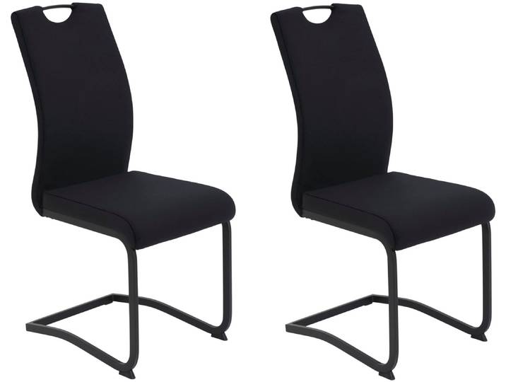 Freischwinger HELA RIGA II , schwarz (schwarz, schwarz, schwarz, schwarz), B:43cm H:100cm T:58cm, Metall, Polyester, Stoff, Stühle, Freischwinger, Freischwinger,Vierkantrohrgestell,mit Griff,Samt Cordoptik