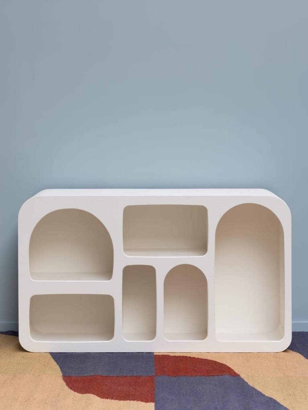 Chehoma Estantería baja con 6 nichos de madera blanca