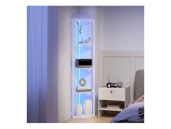 REDOM Standregal RGB LED Stehlampe 5-stufig dimmbar mit Fernbedienung & Ablage, Packung 1-tlg., Farbiges Lichtkonzept mit praktischer Seitenablage für Dekoration