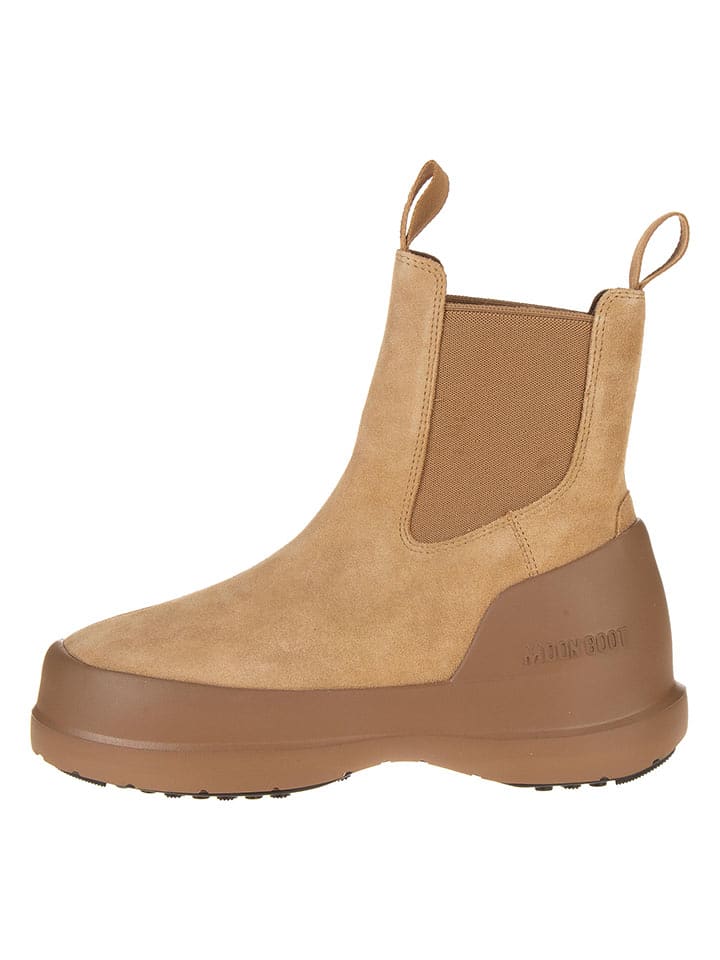 Moon Boot Leder-Boots "Luna Chelsea Suede" in Hellbraun - 45
