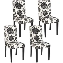 4er-Set Esszimmerstuhl Stuhl Küchenstuhl Littau ~ Textil, jacquard, dunkle Beine