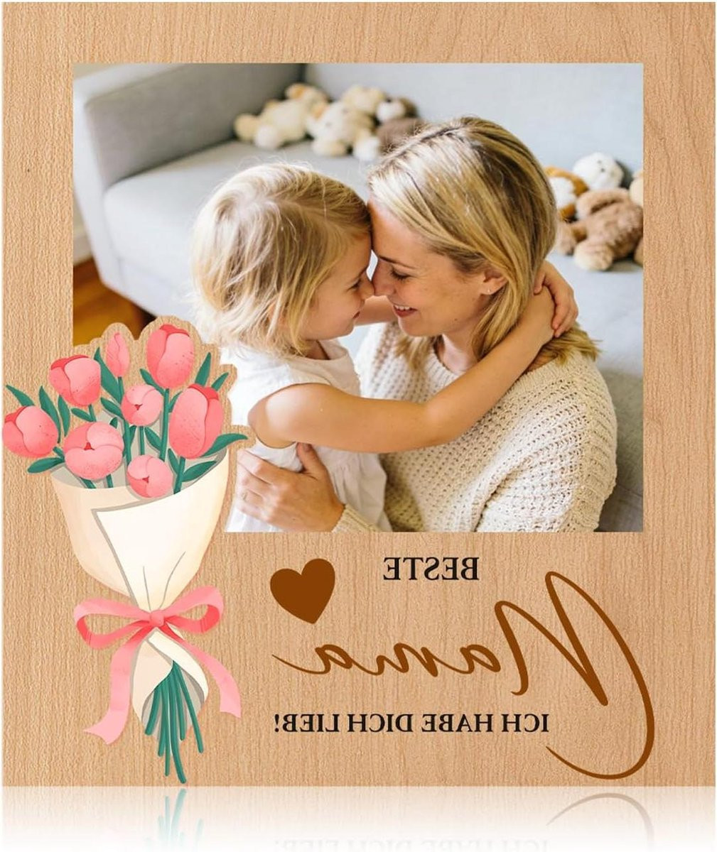 Magnetische Fotolijst voor Mama - Houtkleur - 10 x 10 cm