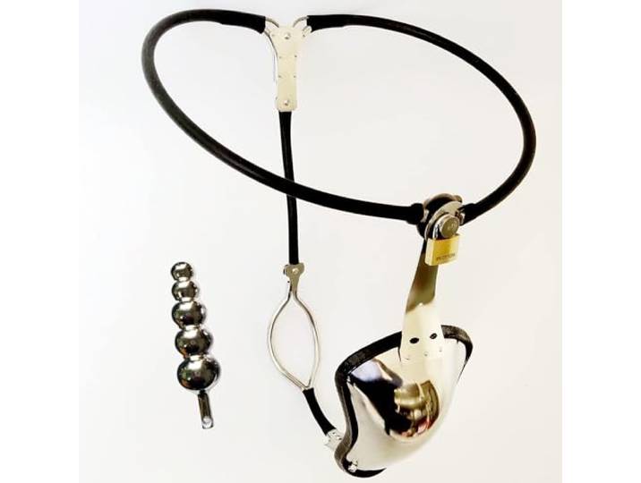 RICVIL Keuschheitsgürtel Mann Extrem Keuschheitsgürtel Herren Edelstahl Unsichtbare Unterwäsche Keuschheitskäfig Mit Abnehmbarer Analplug BDSM Sex Spielzeug,80cm/90cm