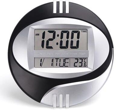 Everyday Crate 3885N Large LCD Digital Wall & Desk Clock With Temperature Display And Silent Alarm black