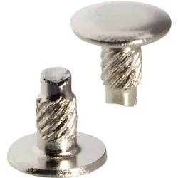 100 Einpressköpfe für Buchschrauben, 8 mm, mit 3 mm Verlängerung, vernickelt, Metall, silber