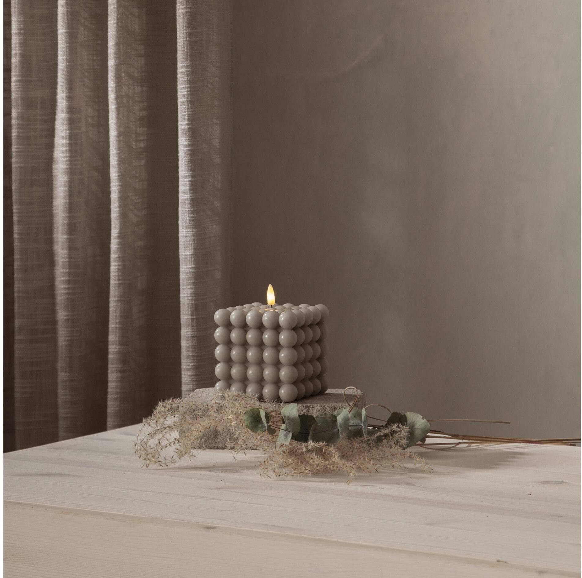 LED-Kerze "LED-Kerze Pillar Flamm", grau, H:12,5cm, Wachs, PARFORCE TRADITIONAL HUNTING, Kerzen, LED-Kerze grau Ø/H: 12,5cm