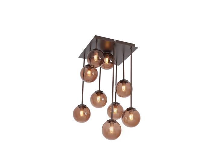 Plafonnier design bronze avec verre bronze 9 lumières - Athènes