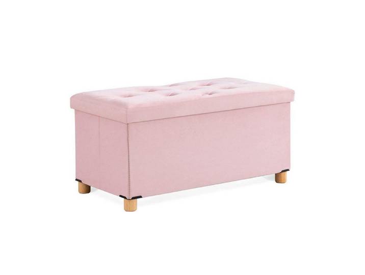 LuxusKollektion Sitzhocker Sitzbank mit Stauraum Samt Rosa 76x38x38cm