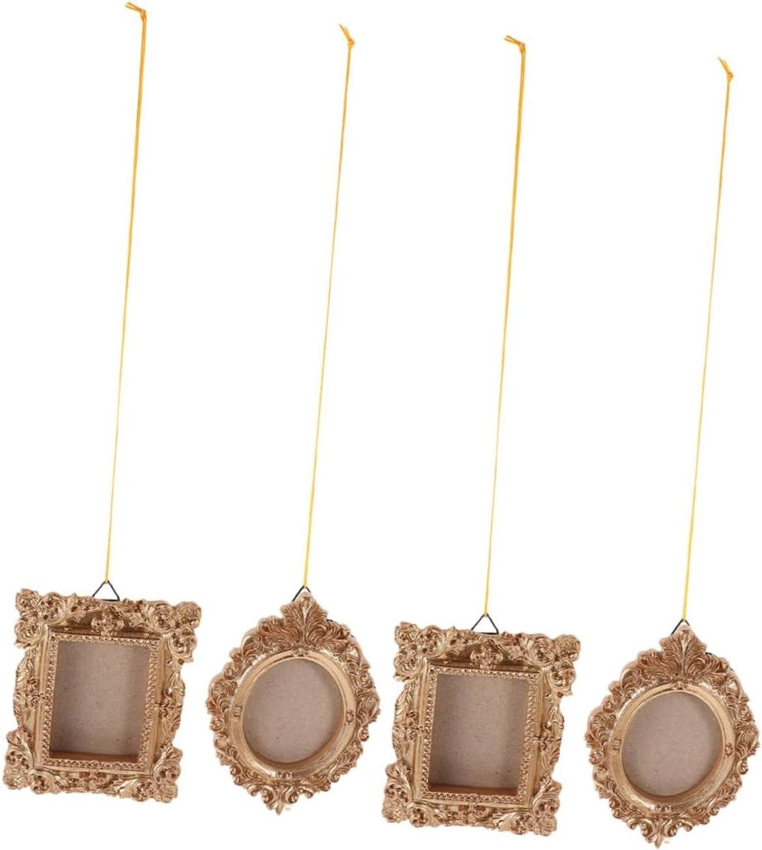 Set van 4 mini fotolijstjes in gouden hars met vintage stijl