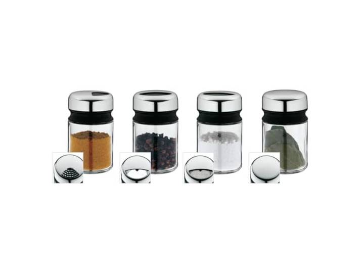 WMF Depot Gewürzstreuer Set 4-teilig, 100ml, Gewürzdose, Gewürzstreuer Glas, Gewürzglas, Glas, Cromargan Edelstahl, spülmaschinengeeignet
