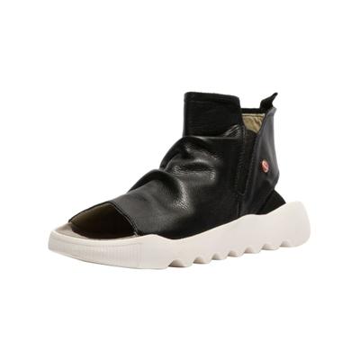Schaftsandalette SOFTINOS "softinos Sandalen Leder", Damen, Gr. 39, schwarz, Leder, Schuhe