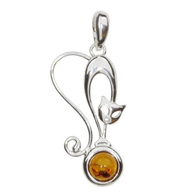 Kettenanhänger OSTSEE-SCHMUCK "Ostsee-Schmuck Anhänger Katze Anhänger Katze", weiß, Schmuckanhänger, Damen, 36 x 16mm, Silber 925 (Sterlingsilber), 1,9 g, Kettenanhänger