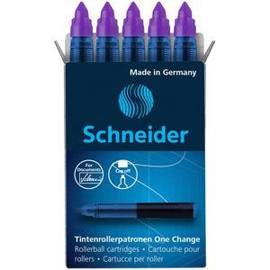 Schneider Tintenrollermine One Change 185408, Strichbreite 0,6 mm, Schreibfarbe violett, 5 Stück