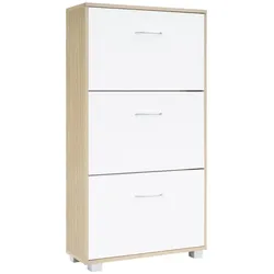 Casaria Schuhschrank Schuhregal 3 Kipper Eiche-weiß