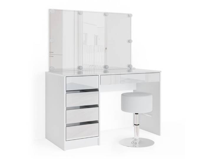 Coiffeuse Sherry 120cm avec miroir guirlande LED et tabouret Blanc Vicco 33954