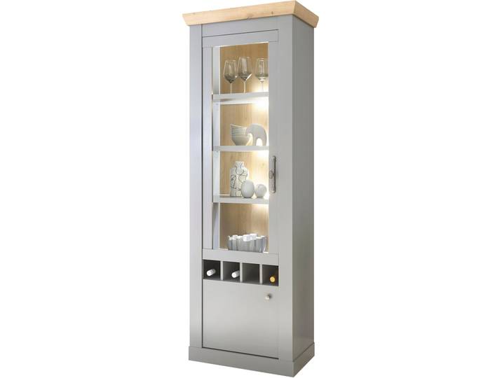 Vitrine HOME AFFAIRE CHAMBORD , grau (lichtgrau), B:71cm H:201cm T:37cm, Schränke, Vitrine, Breite ca. 71 cm