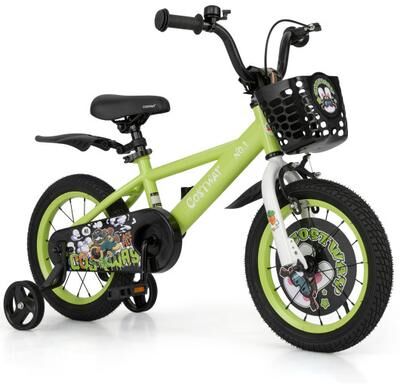 Costway 14 Inch Kids Bike Adjustable with Detachable Training Wheels for 3-5 Years Old-14 inches