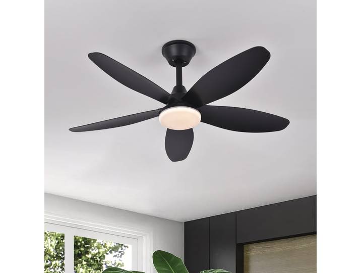 Ventilateurs de plafond avec éclairage LED, 3 couleurs, 6 vitesses, moteur DC, télécommande, ventilateurs décoratifs à faible encombrement avec éclairage