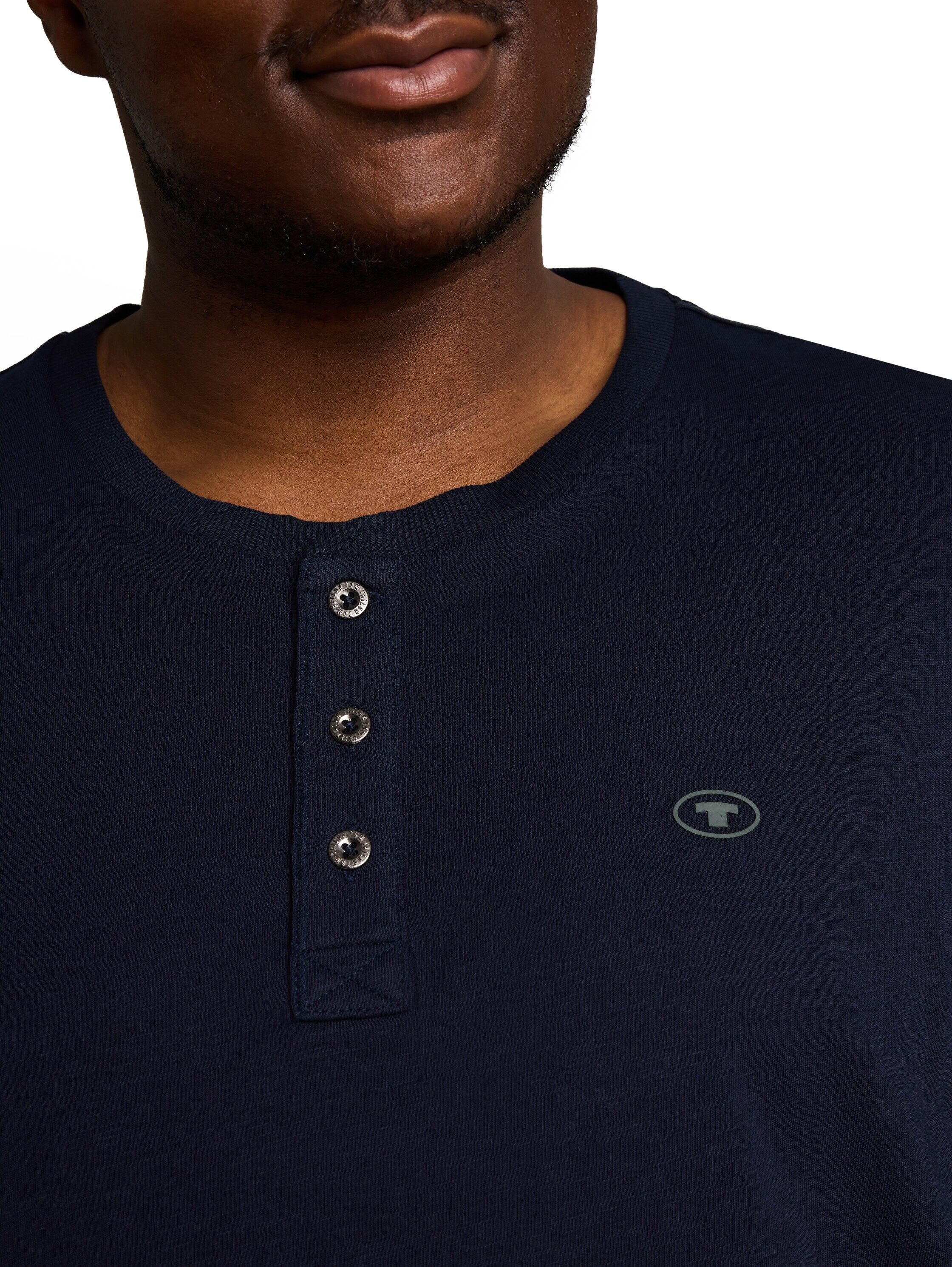 Langarmshirt TOM TAILOR PLUS, Herren, Gr. XXL, blau (sky captain), Single Jersey, Obermaterial: 100% Baumwolle, unifarben, bequem hüftbedeckend, Rundhals, Shirts Langarmshirt, Grosse Grössen sky captain XXL