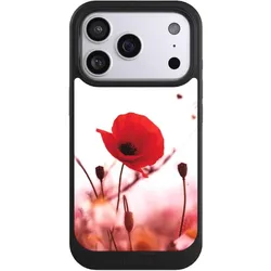 Nivocase Hülle für Apple iPhone 17 Pro Handyhülle NIVOcore Case Schwarz Blume Mohnblume Sommer (Apple iPhone 17 Pro), Smartphone Hülle, Schwarz