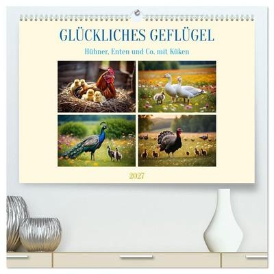 Glückliches Geflügel (hochwertiger Premium Wandkalender 2027 DIN A2 quer), Kunstdruck in Hochglanz