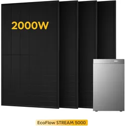 EcoFlow Stream 5000, All-in-One Speicher für Balkonkraftwerke, mit 4 Bifaziale Solarmodule, by Powerness - 500W X 4 / 5kWh / Standardversand