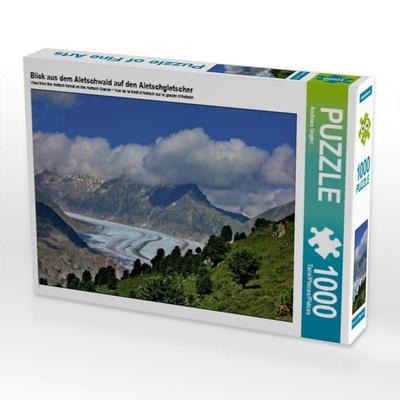 CALVENDO Puzzle Blick aus dem Aletschwald auf den Aletschgletscher 1000 Teile Puzzle quer | 1000 Teile Lege-Größe 64 × 48 cm Foto-Puzzle für
