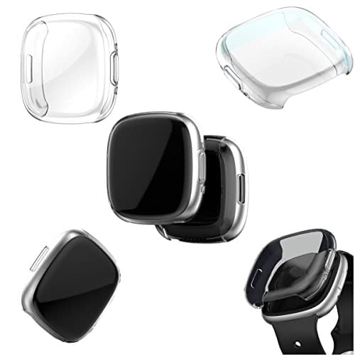 Wigento Schokbestendige TPU Siliconen Beschermhoes voor Fitbit Versa 4 - Transparant