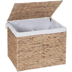 Wäschekorb MCW-C27, Wäschesammler Wäschesortierer Truhe, 2 Fächer Wasserhyazinthe 50x60x43cm 129l