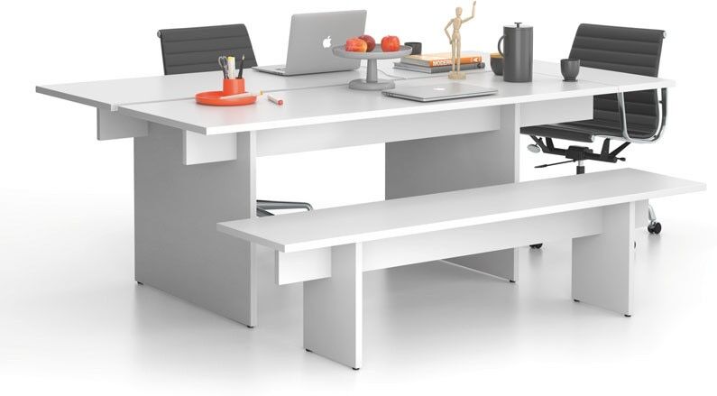 B2B Partner Konferenztisch SOLID + 1x Verlängerung, 210x125 cm, weiß