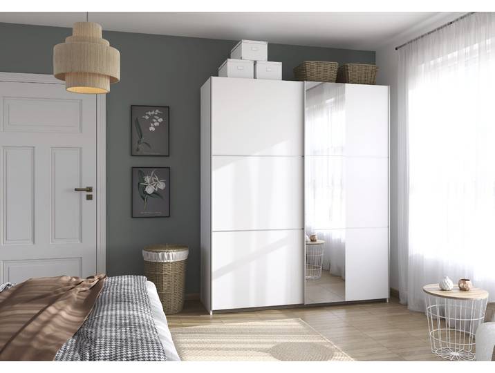 Kleiderschrank GOODPRODUCT Mehrzweckschrank Aktenschrank Möbel Schlafzimmer Mietswohnung ASTANA , alpinweiß, B:175cm H:210cm T:59cm, Holzwerkstoff, Schränke, Kleiderschrank, Weiss mit Spiegel, 175 cm breit MADE IN GERMANY