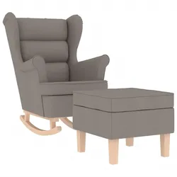 vidaXL Schaukelstuhl mit Fußhocker Taupe Stoff