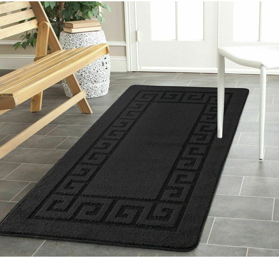 17 Stories Indoor / Outdoor Area Rug Black Runner 80 x 300cm