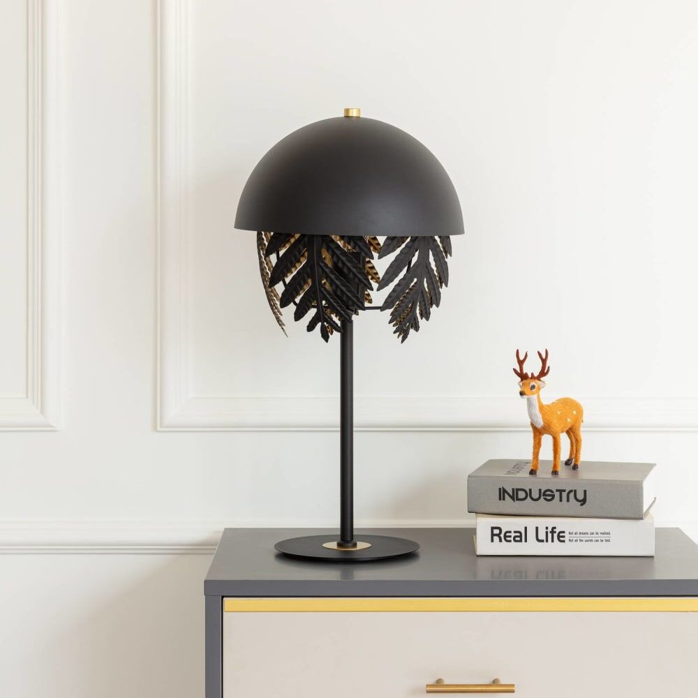 Lucande Lámpara de mesa de metal negro