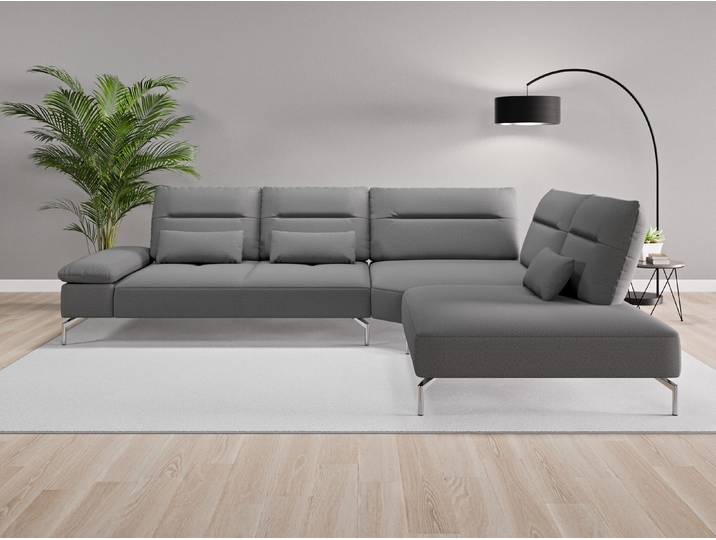 Ecksofa Tokio Nr. 3 rechts - Grau (Schiefergrau) - Softwolle