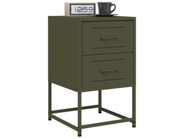 HEFZGDB Industriestil Nachttische 2 Stück Olivgrün 36x39x60,5 cm Stahl Schubladenschrank mit Stauraum