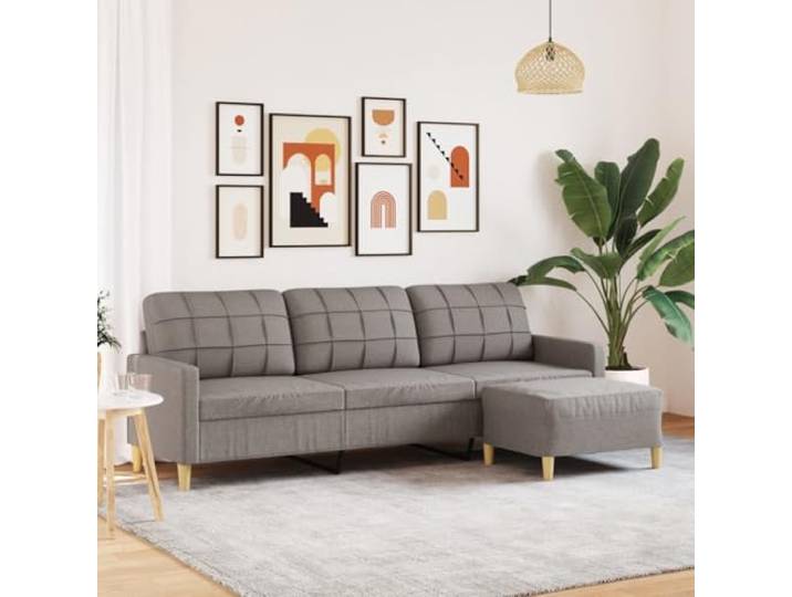 HEFZGDB 3-Sitzer-Sofa mit Hocker Taupe 210 cm Stoff Polyestergewebe Metallgestell Wohnzimmer Sitzgruppe Relaxmöbel Bequemlichkeit Strapazierfähigkeit