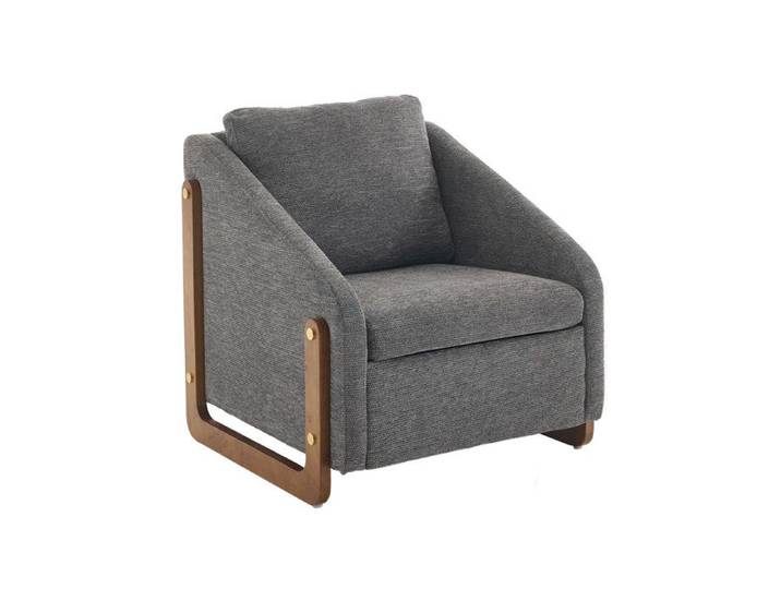 VLIVRA Fauteuil moderne - fauteuil relax avec accoudoirs en bois tissu chenille gris confort élégant pour salon