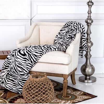 Home Mart Goods Ultra Soft Micro Plush Flannel Bed Zebra Skin Print Blanket