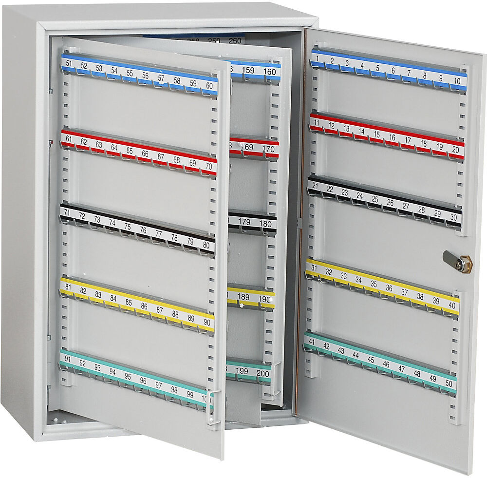 kaiserkraft Schlüsselschrank, 250 Haken, HxBxT 550 x 380 x 205 mm, lichtgrau