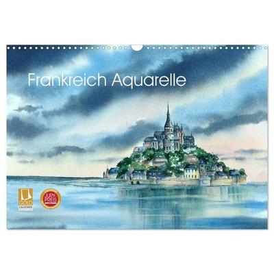 Frankreich Aquarelle (Wandkalender 2027 DIN A3 quer), CALVENDO Monatskalender