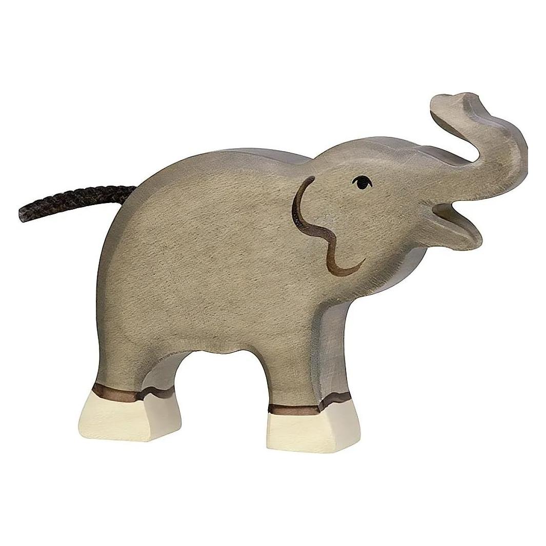 Holztiger Elephant, small, trunk raised (80150)