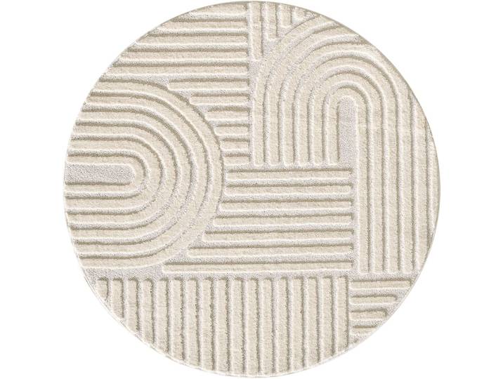 Tapis rond à relief géométriques crème 160x160cm
