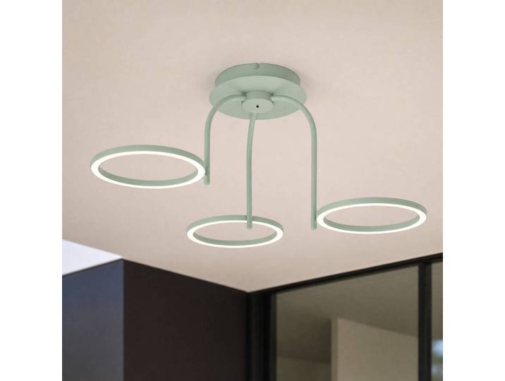 Lucande LED-Außendeckenleuchte Sylvara, grün, CCT, 3-flg. Sylvara Lucande, dimmbar, grün, Metall, Design