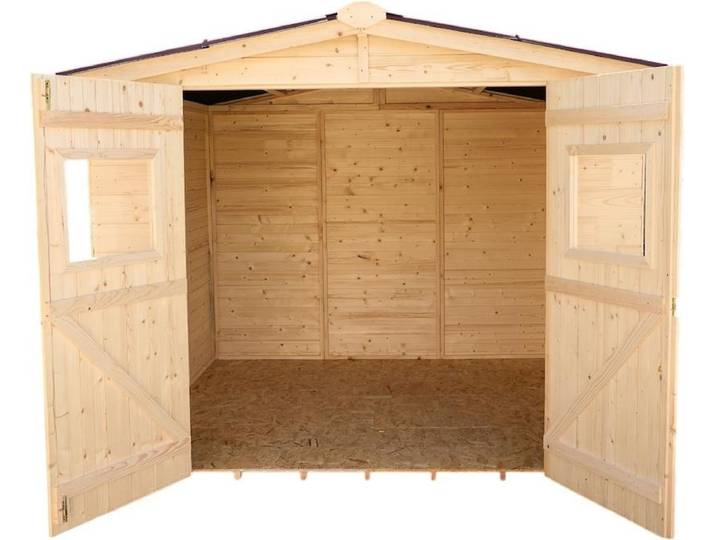Abri Eden Double Pente – Épicéa Massif 16 mm – Plaques Ondulées Bitumées – Avec Plancher